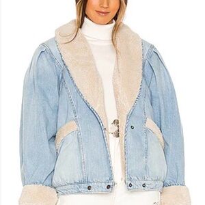LPA Women’s Light Blue Jean Jacket with Sherpa Trim
